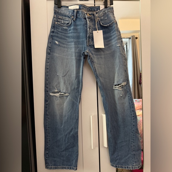 Zara Denim - Zara Blue Straight Jeans with Distressed Knees